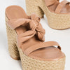 Stuart Weitzman Women's 145mm Playa So High Knot Platform Slides, Tan/Natural, 8 Medium US