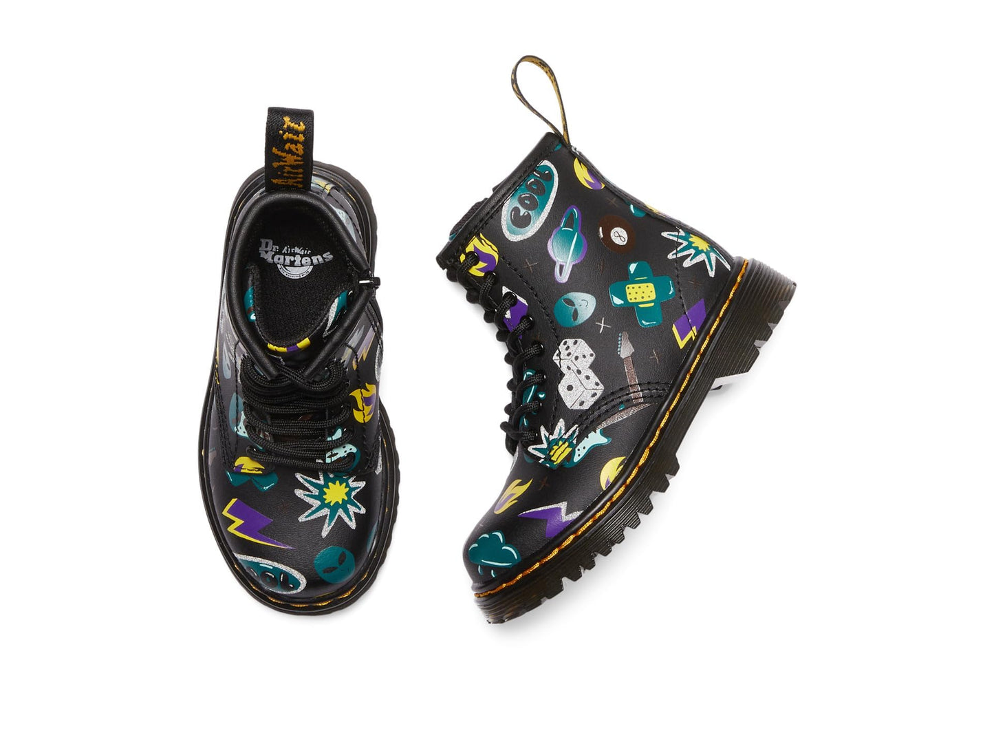 Dr. Martens Baby Boy's 1460 (Toddler) Black Sticker Print 8 UK (US 9 Toddler) M