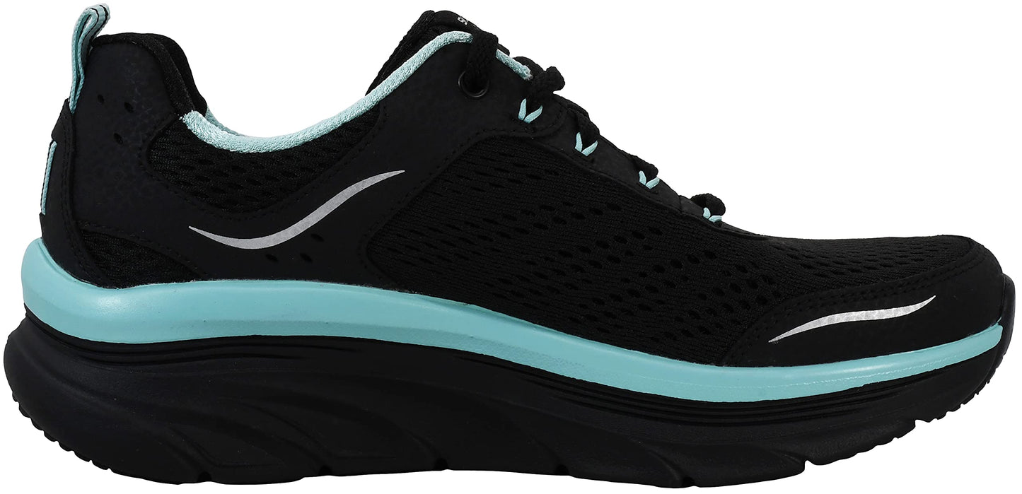 Skechers Women's D'lux Walker-Infinite Motion Sneaker, Black Aqua, 6.5 UK
