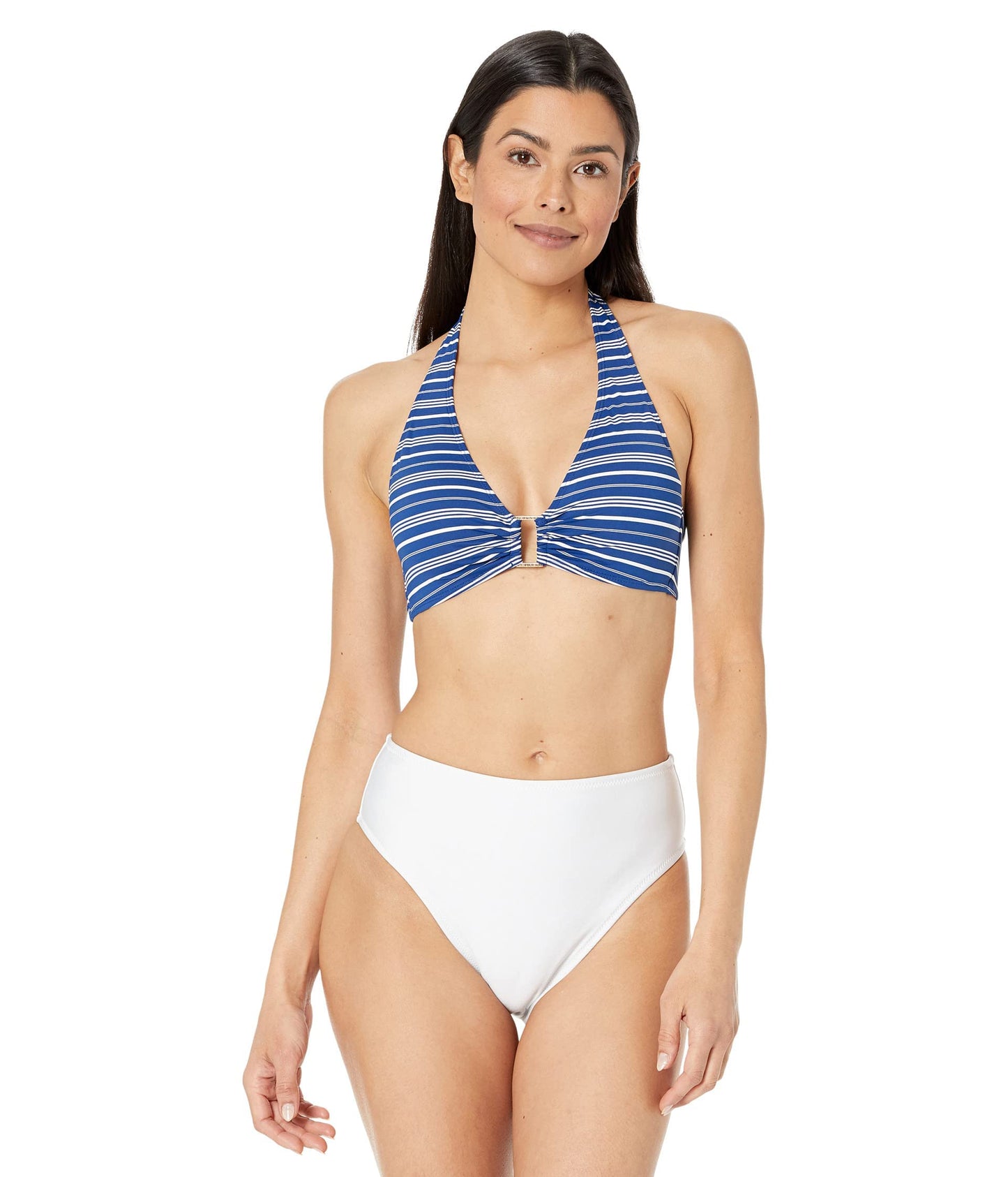 Lauren Ralph Lauren Harper Stripe Ring Halter Top Blue 14