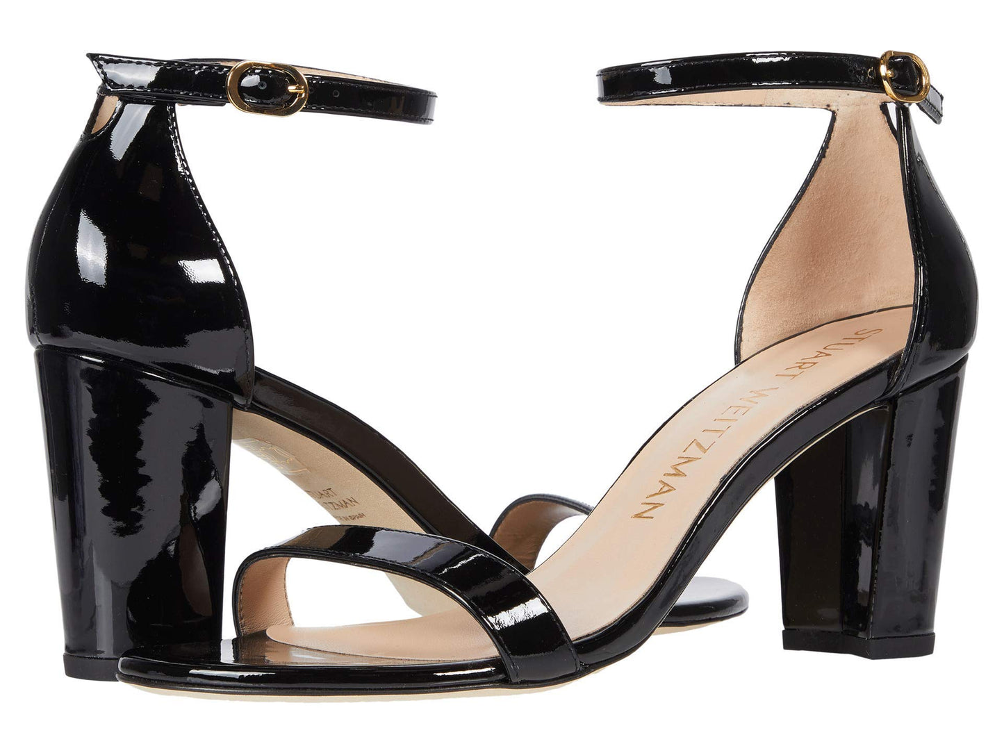 Stuart Weitzman Nearlynude Ankle Strap City Sandal Black 5.5 M