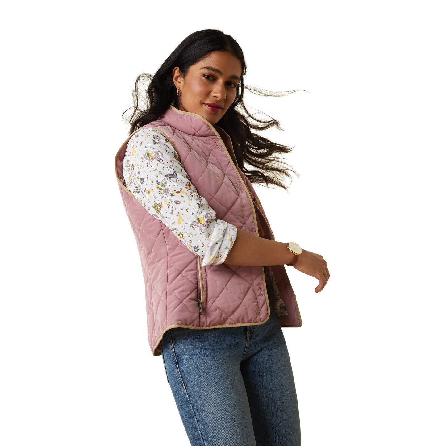 ARIAT Women's Woodside 2.0 Vest, Nostalgia Rose, Size Large
