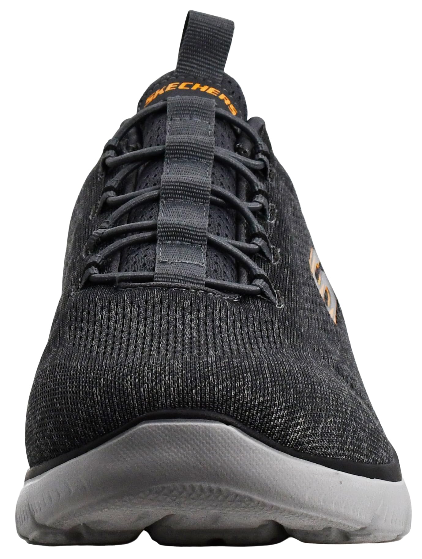 Skechers Men's Summits Louvin Slip-On Sneaker, Charcoal/Orange, 8 Wide