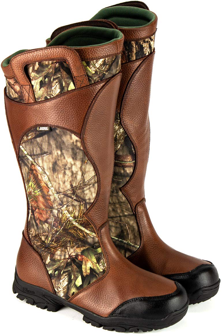 Thorogood Waterproof 17” Side-Zip Snake Boots for Men Made with SnakeGuard Extreme Material, Breathable Leather with Mossy Oak Camo and Slip-Resistant Outsole, Mossy Oak Break Up Country - 12 W US