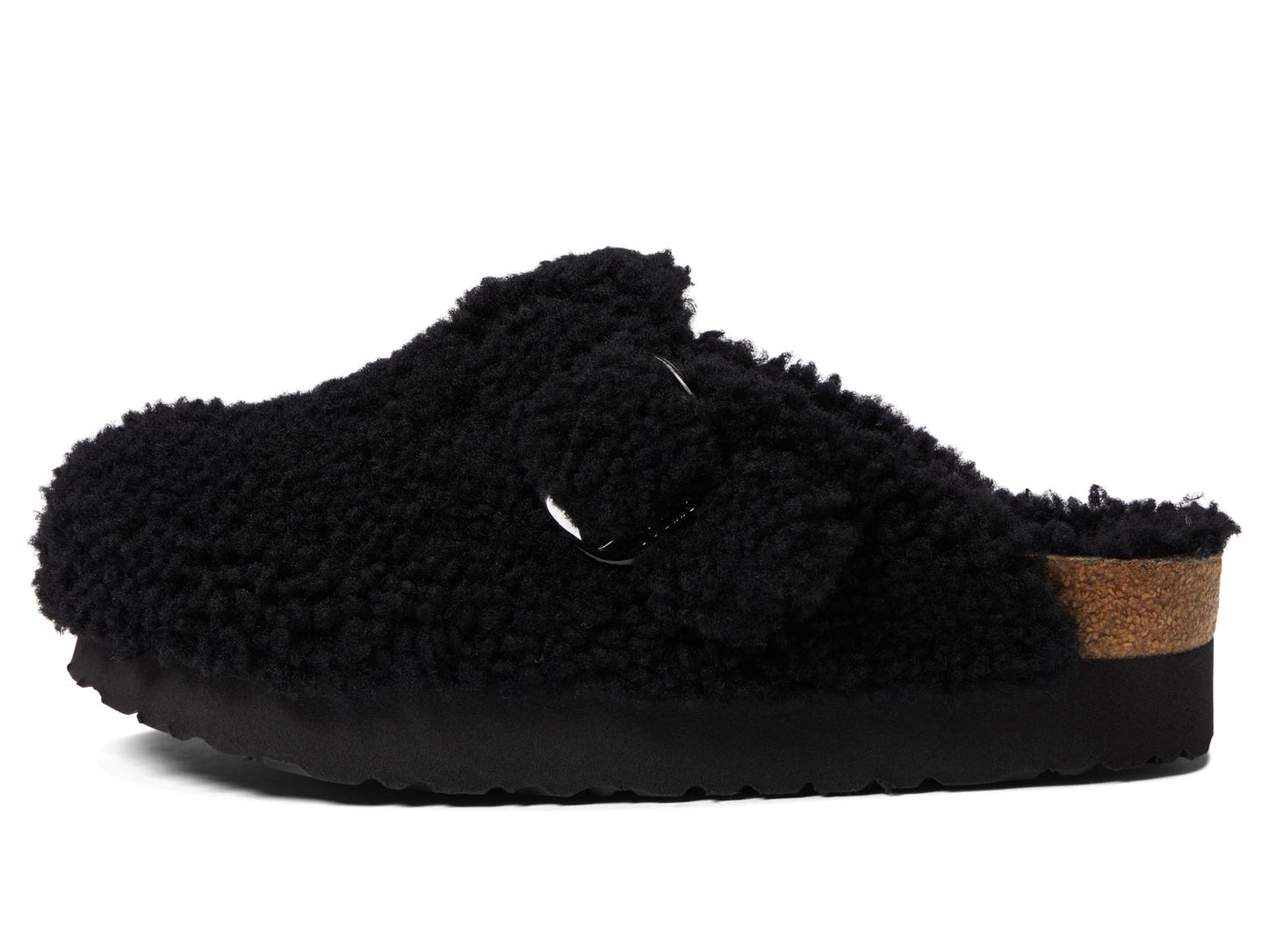 Birkenstock Women's Boston Big Buckle Teddy by Papillio, Black, 10 Medium US
