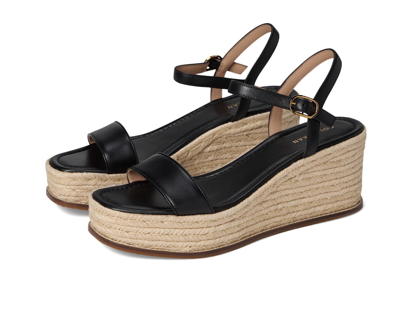 Cole Haan Women's Cloudfeel Keeton Flatform Espadrilles, Black Leather, 5.5-B US
