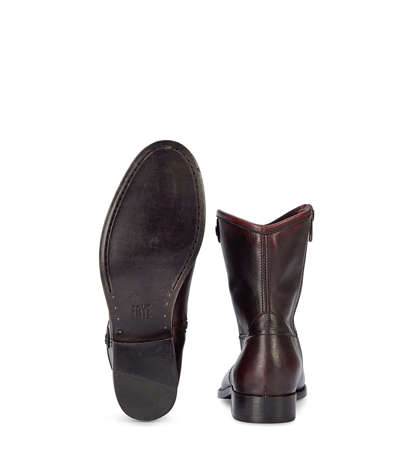 Frye Melissa Button Short 2 Boots for Women Made from Italian Leather with Antique Brass Hardware, Lining, and Outsole – 7” Shaft Height, Black/Scarlet - 8.5M