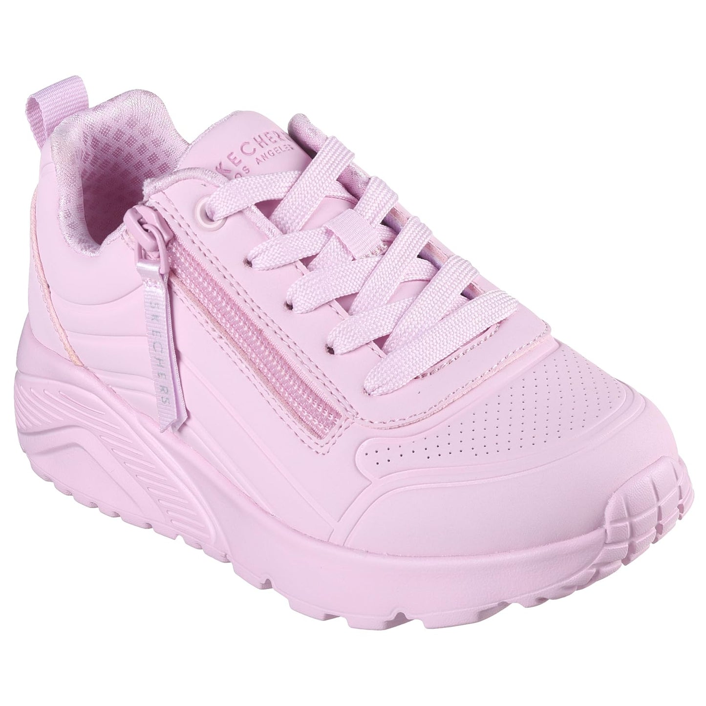 Skechers Kids Girls Uno Lite - Easy Zip Sneaker, Light Pink, 11.5 Little Kid