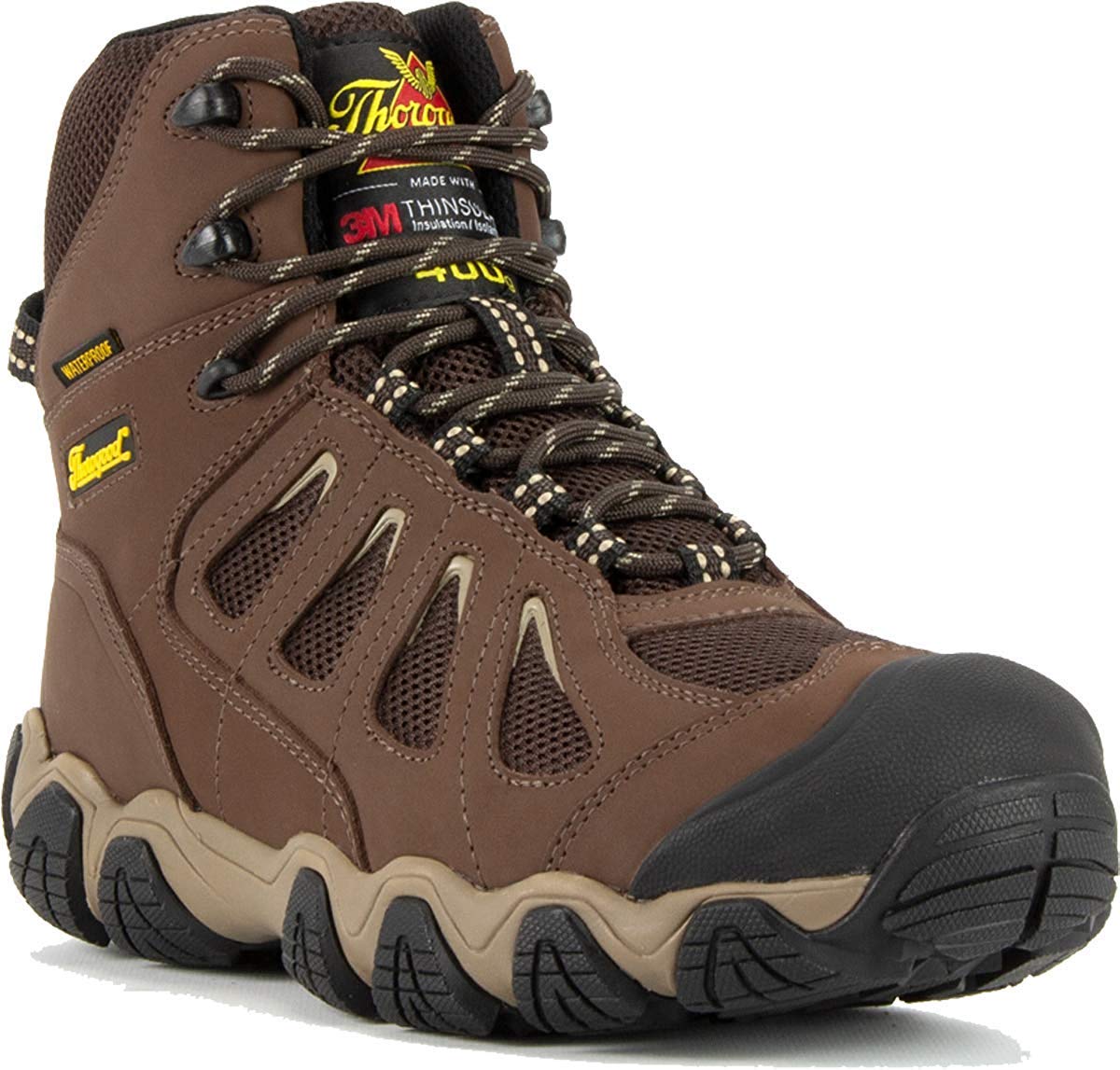 Thorogood Crosstrex 6” Insulated Waterproof Hiking Boots for Men - Breathable Premium Leather and Mesh with Comfort Insole and Athletic Traction Outsole; ASTM Rated, Brown - 8 W US