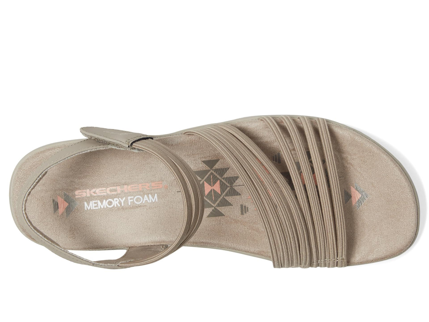 Skechers Women's REGGAE SLIM - COFFEE RUN, Adjustable Stretch Gore Sling Back Sandal, Taupe, 8M