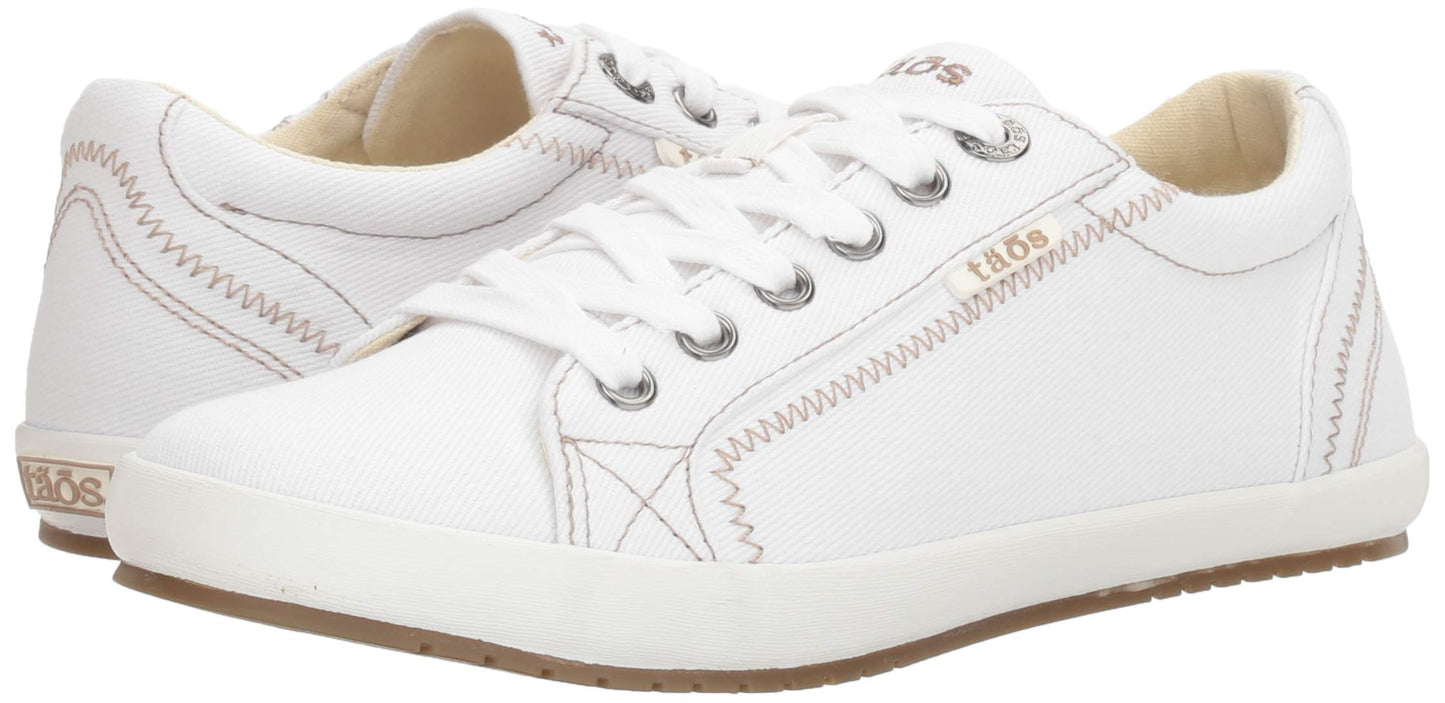 Taos Star Women's Sneaker - Iconic Style with Canvas Design for Everyday Adventures - Custom Fit Lacing and Removable Footbed with Arch Support for All Day Comfort White 6.5 W US