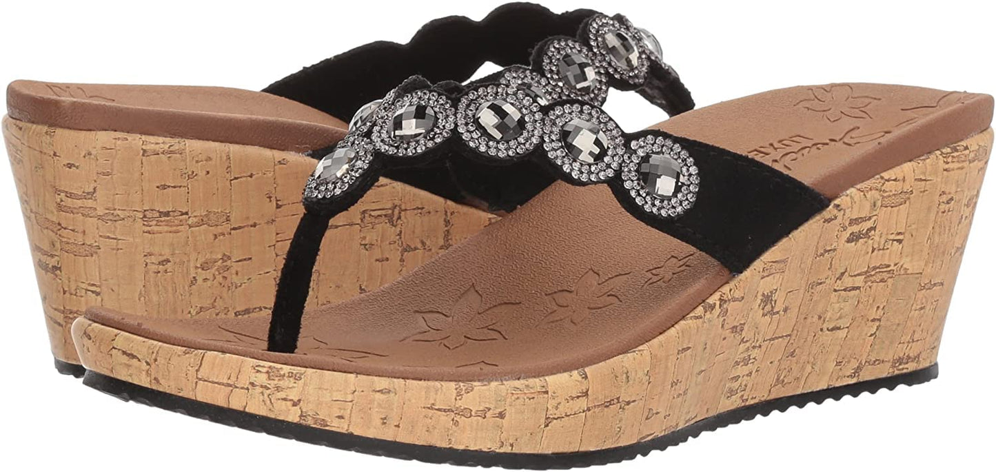 Skechers womens Beverlee - Bizzy Babe Wedge Sandal, Black, 8.5 US