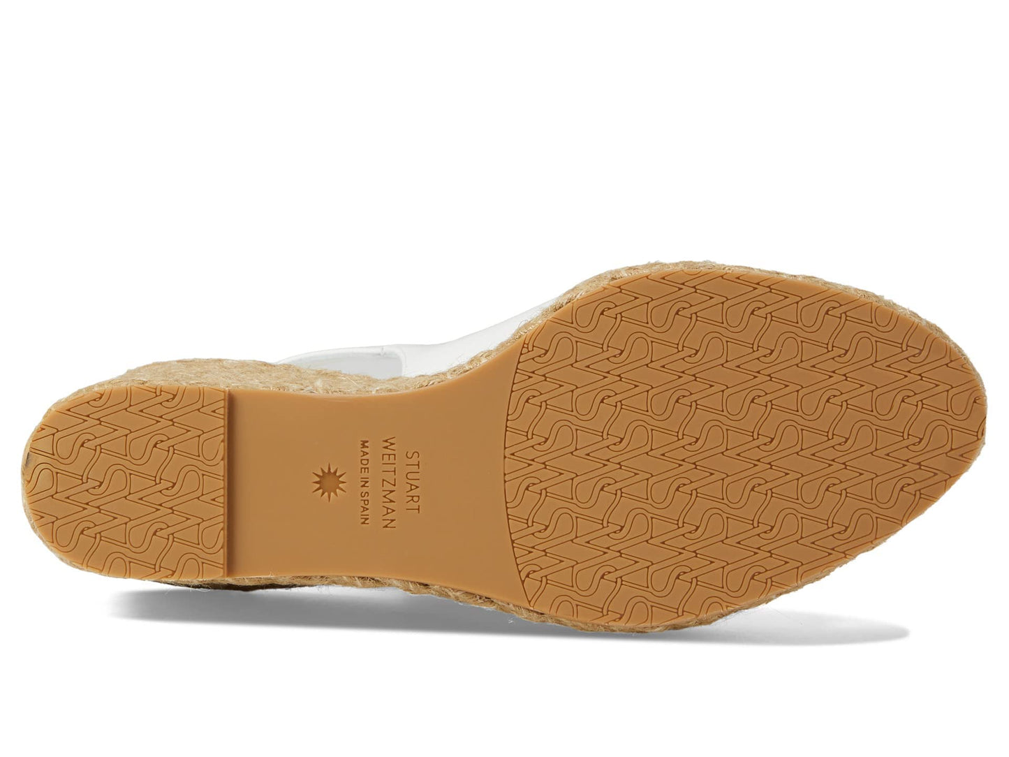 Stuart Weitzman Island Peep-Toe Espadrille Wedge White/Natural 8 B