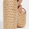 Stuart Weitzman Women's 145mm Playa So High Knot Platform Slides, Tan/Natural, 8 Medium US