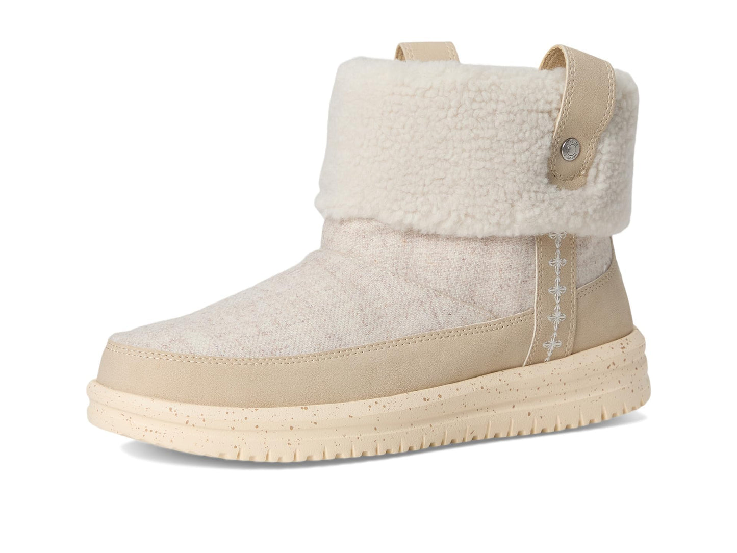 HEYDUDE Women's Camden Cuff Wool Cozy Tan 8 Medium