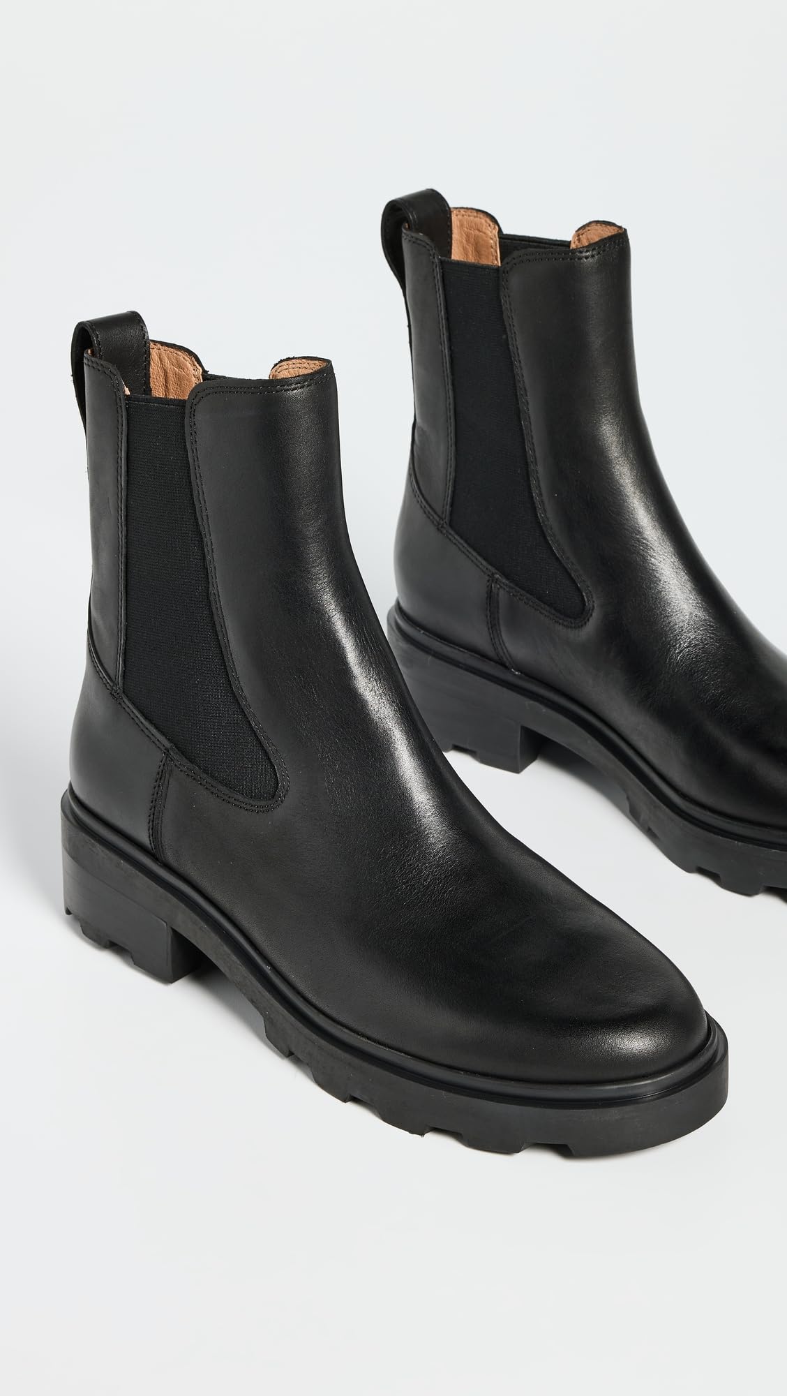 Madewell Women's The Wyckoff Chelsea Lugsole Boot in Leather, True Black, 10 Medium US