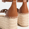 Tory Burch Women's INES Cage Wedge Espadrilles 80mm, Bourbon, Brown, 6.5 Medium US
