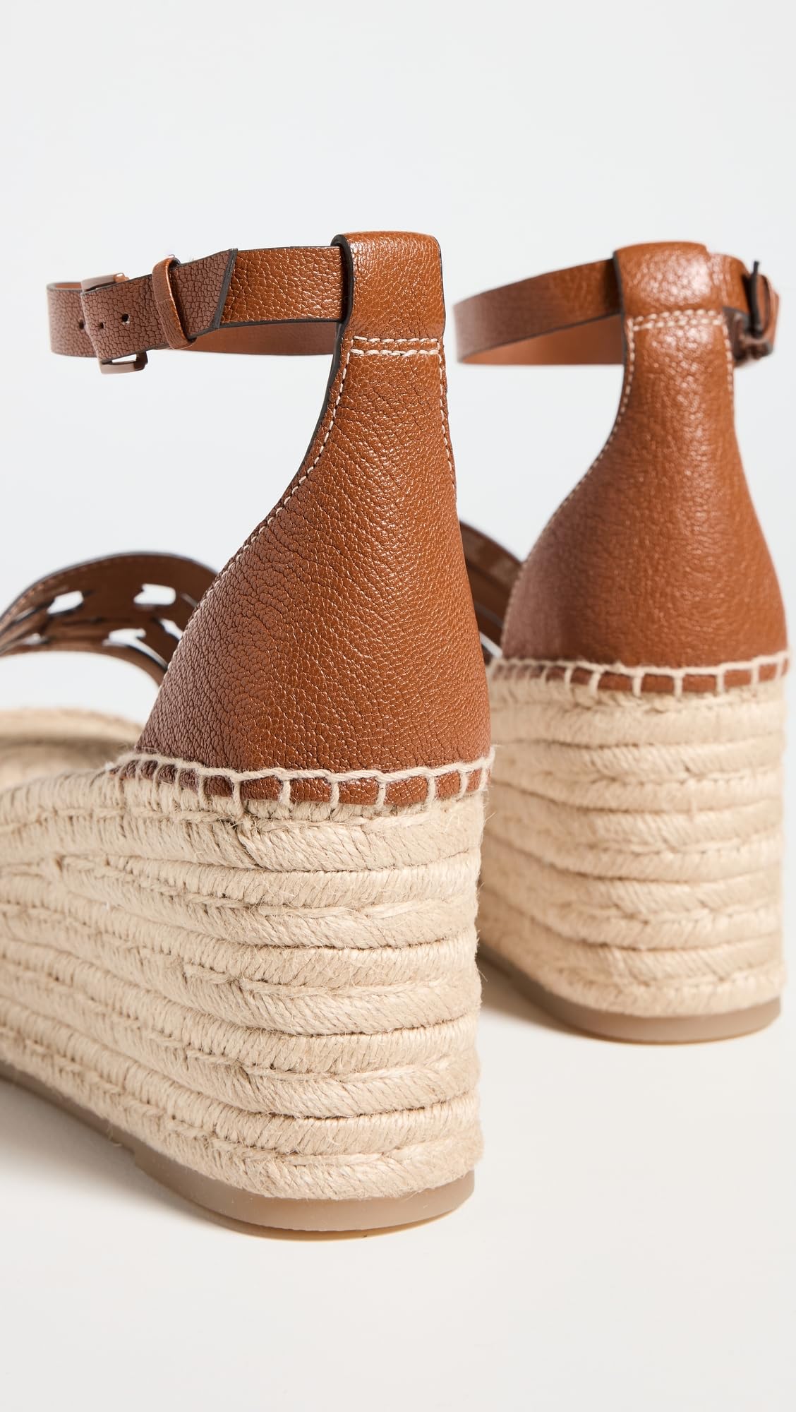 Tory Burch Women's INES Cage Wedge Espadrilles 80mm, Bourbon, Brown, 6.5 Medium US