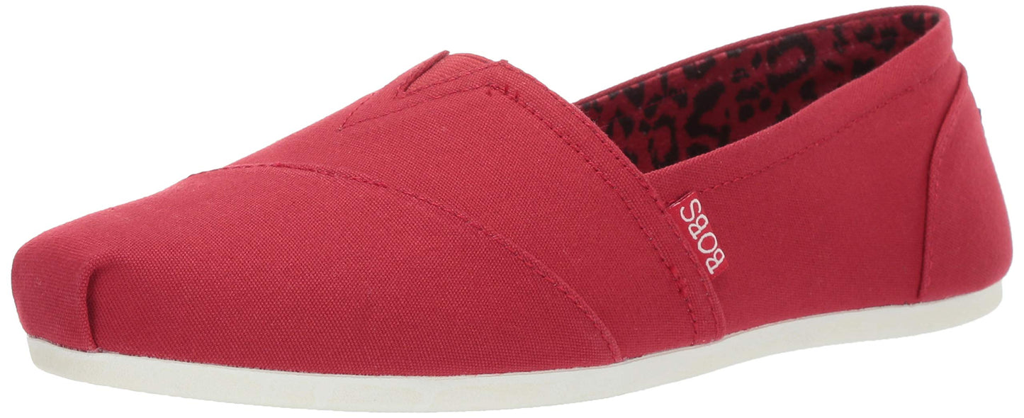 Skechers womens Bobs Plush - Peace and Love Ballet Flat, Dark Red, 8 US