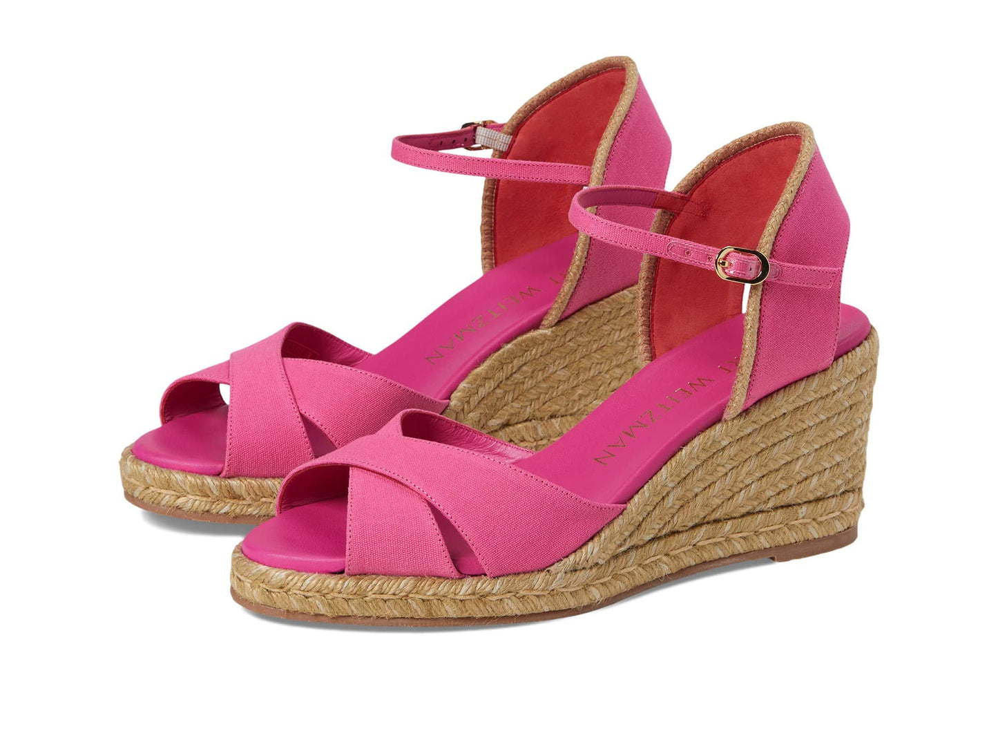 Stuart Weitzman Mirela II Espadrille Wedge Fuchsia/Natural 8.5 B