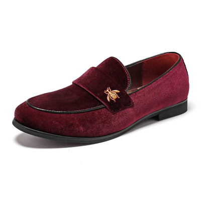 FLQL Men's Slip On Shoes Stitching Microfiber Leather Suede Loafer Non-Slip Casual Shoes Walking Shoes K26 Burgundy Size 8