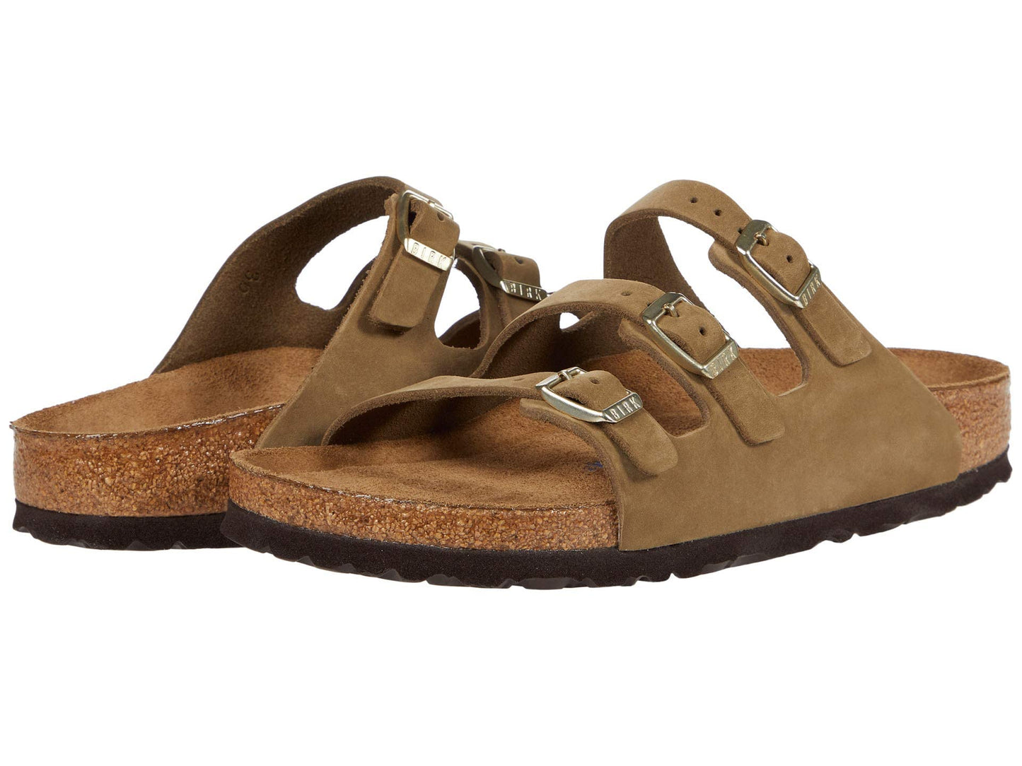 Birkenstock Florida Fresh Soft Footbed Nubuck Leather Faded Khaki Sandals