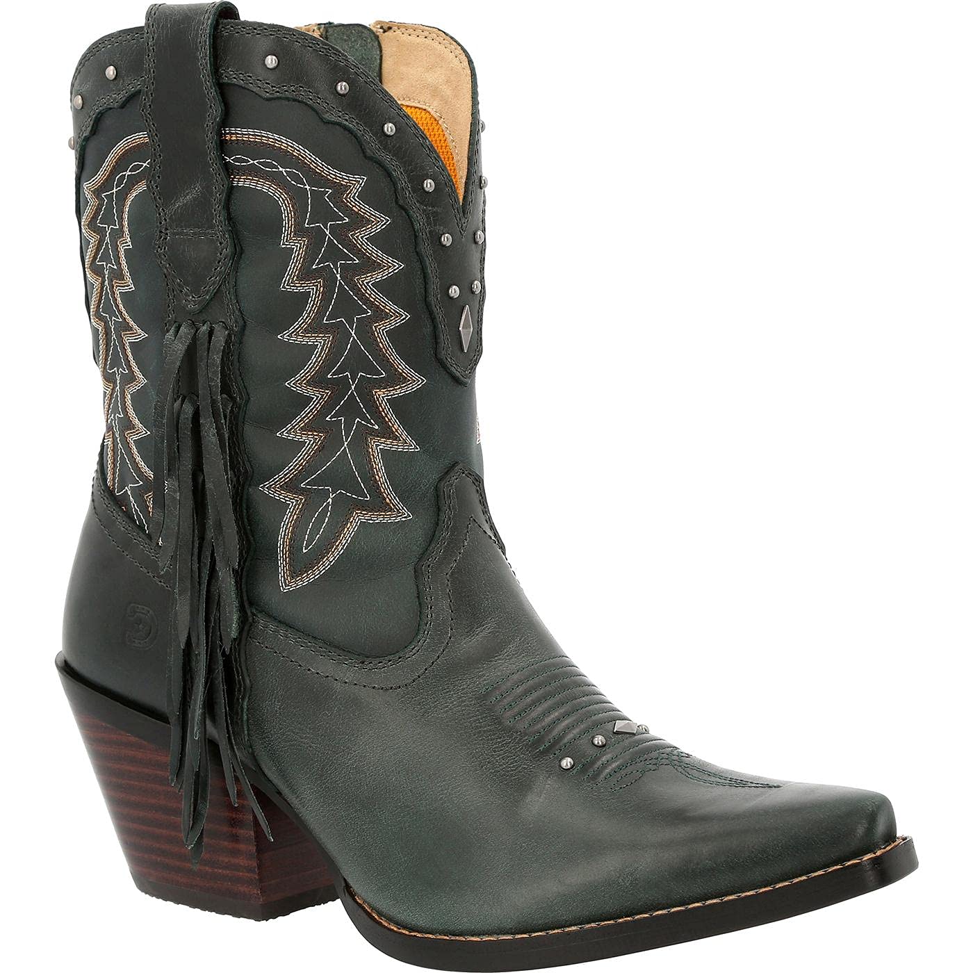 Durango Crush Women's Vintage Teal Bootie Western Boot, Saddle Brown And Demin Blue, Size 8(M)