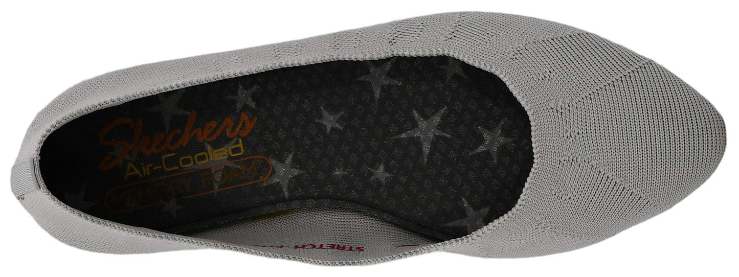 Skechers Women's Cleo Bewitch Ballet Flat, Light Grey, 7.5 W US