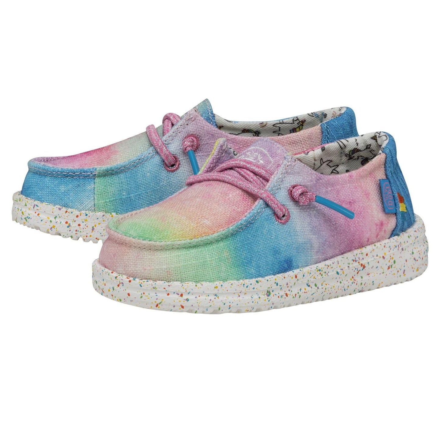 HEYDUDE Girl's Toddler Wendy Dreamer Slip On Shoe, Magic Size 8 | Lightweight Loafer with Elastic Laces