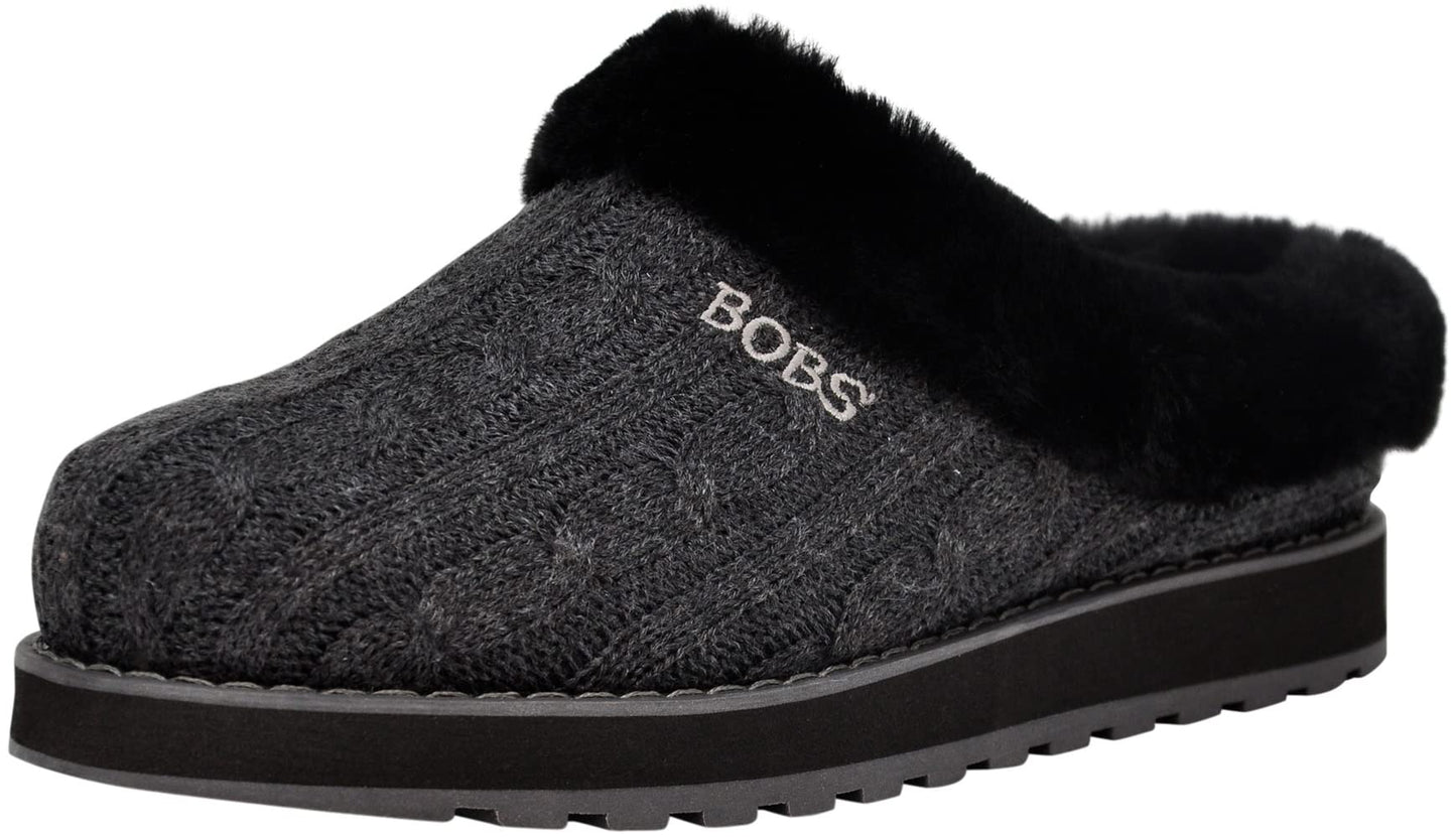 Skechers BOBS Women's Keepsakes Delight Slipper, Charcoal/Black, 7 W US