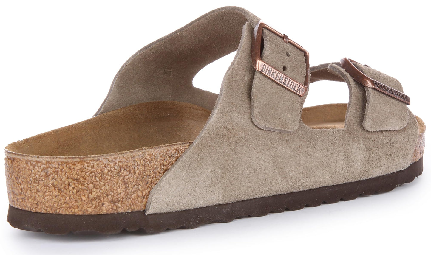 Birkenstock Classic Arizona Leather Unisex Adult Mules, Grey Taupe, 7