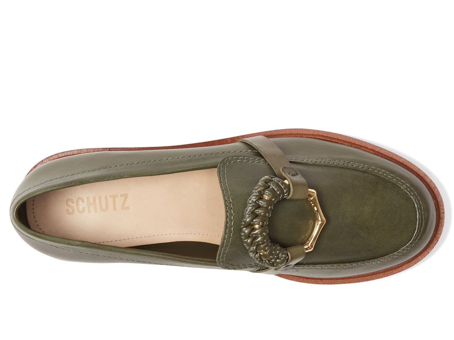 SCHUTZ Women's Rhino Loafer Flat, Militar Green, 6