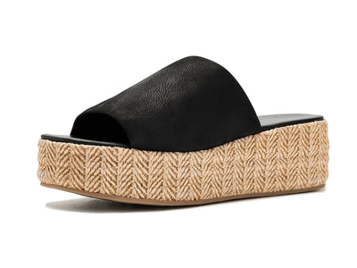 Free People Womens Harbor Raffia Flatform Tan 8 Medium