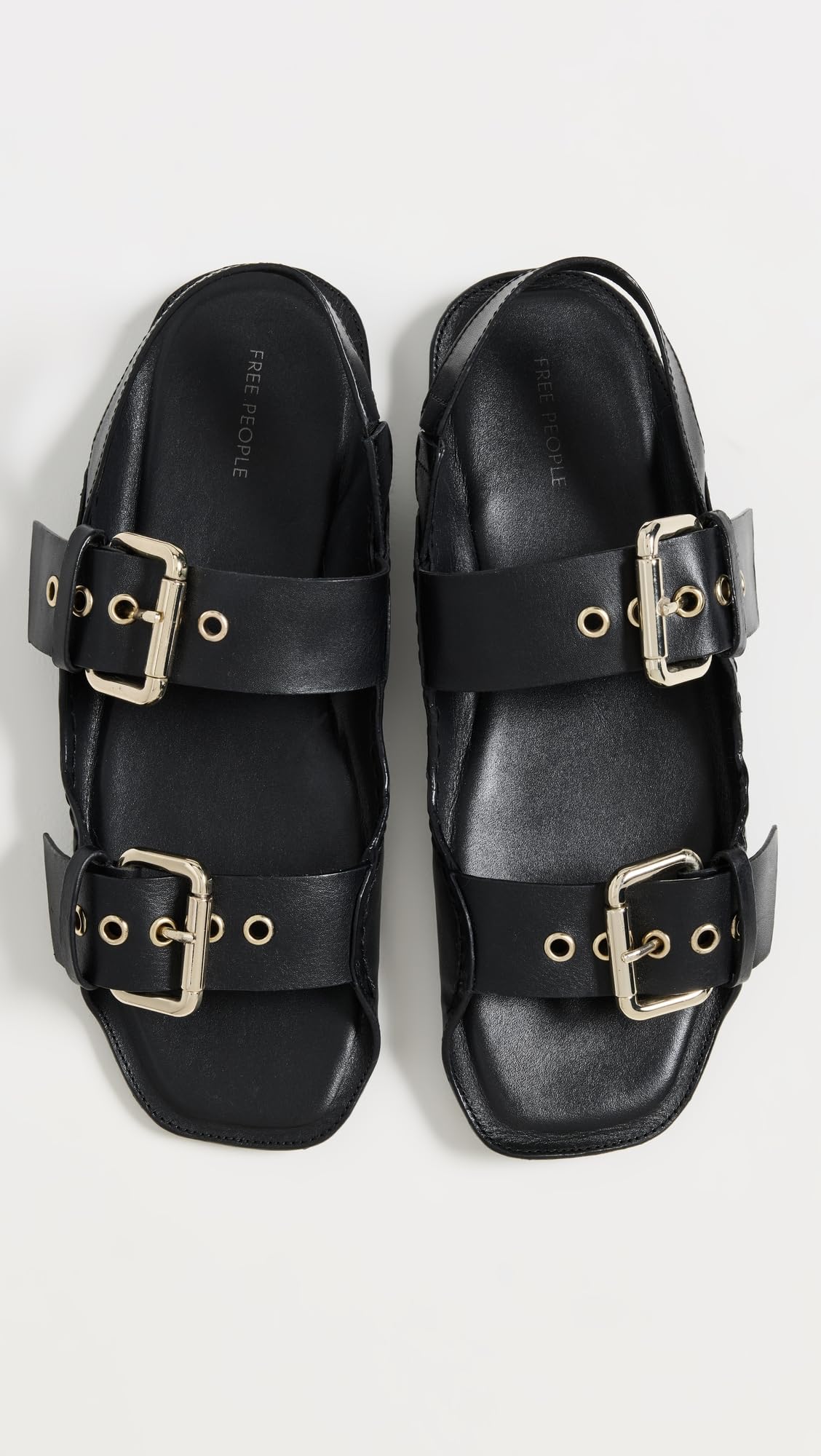 Free People Women's Blossom Buckle Sandals, Black, 9.5 Medium US