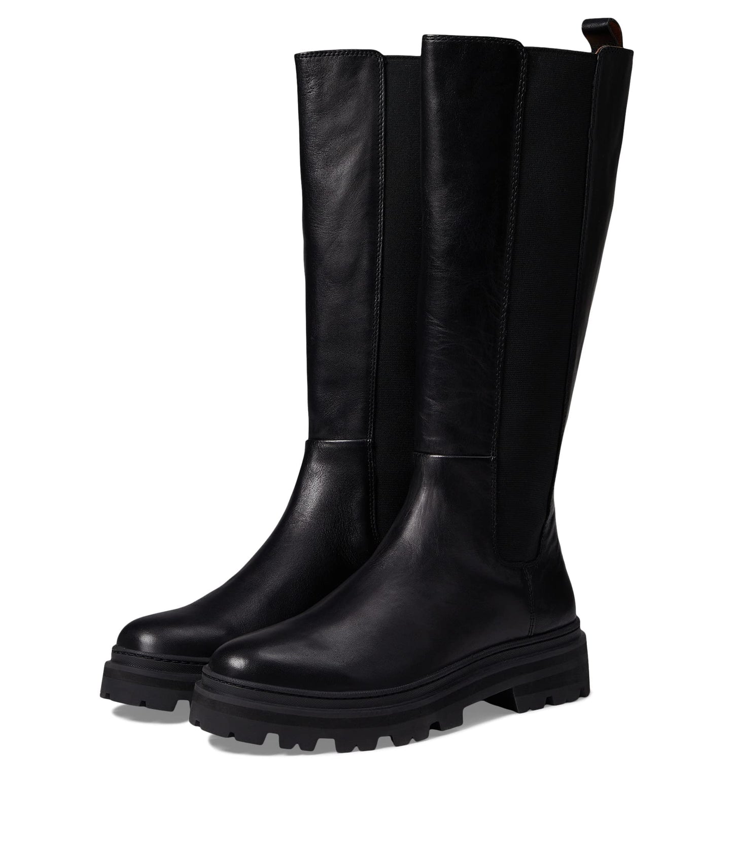 Madewell Porter Tall Boot-Extended Sizing Boots for Women - Leather Upper, Man-Made Outsole, and Lugged Block Heel True Black 8.5 M