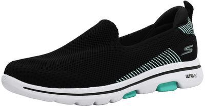 Skechers Women's GO Walk 5-Prized Sneaker, Black/Aqua, 9.5 M US