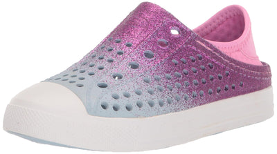 Skechers Kids Girls Guzman Steps - Glitterland Sneaker, Light Blue/Pink, 11