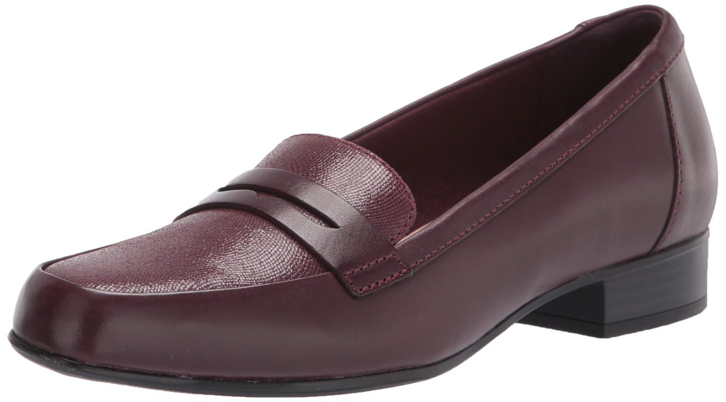 Clarks Women's Juliet Coast - Burgundy Leather/Suede Combi - 9.5W