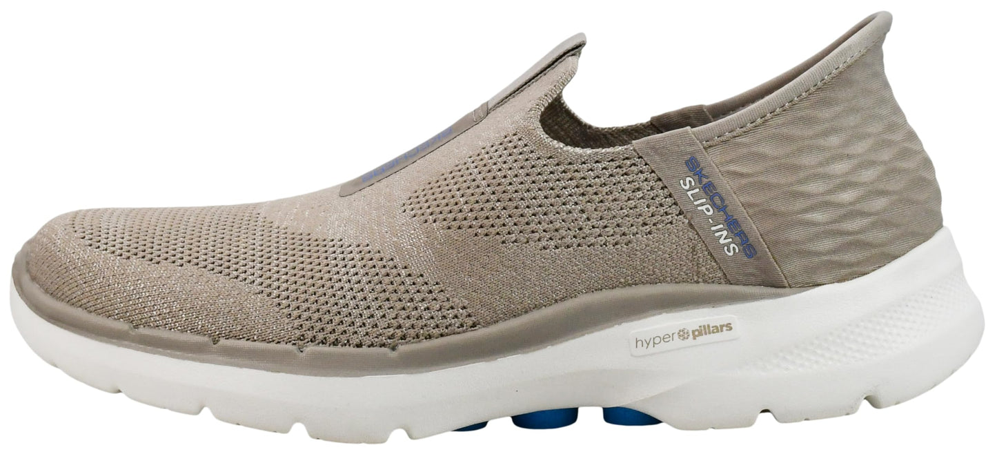 Skechers Women's Slip-Ins Go Walk 6-Fabulous View Sneaker, Taupe/Blue, 6.5