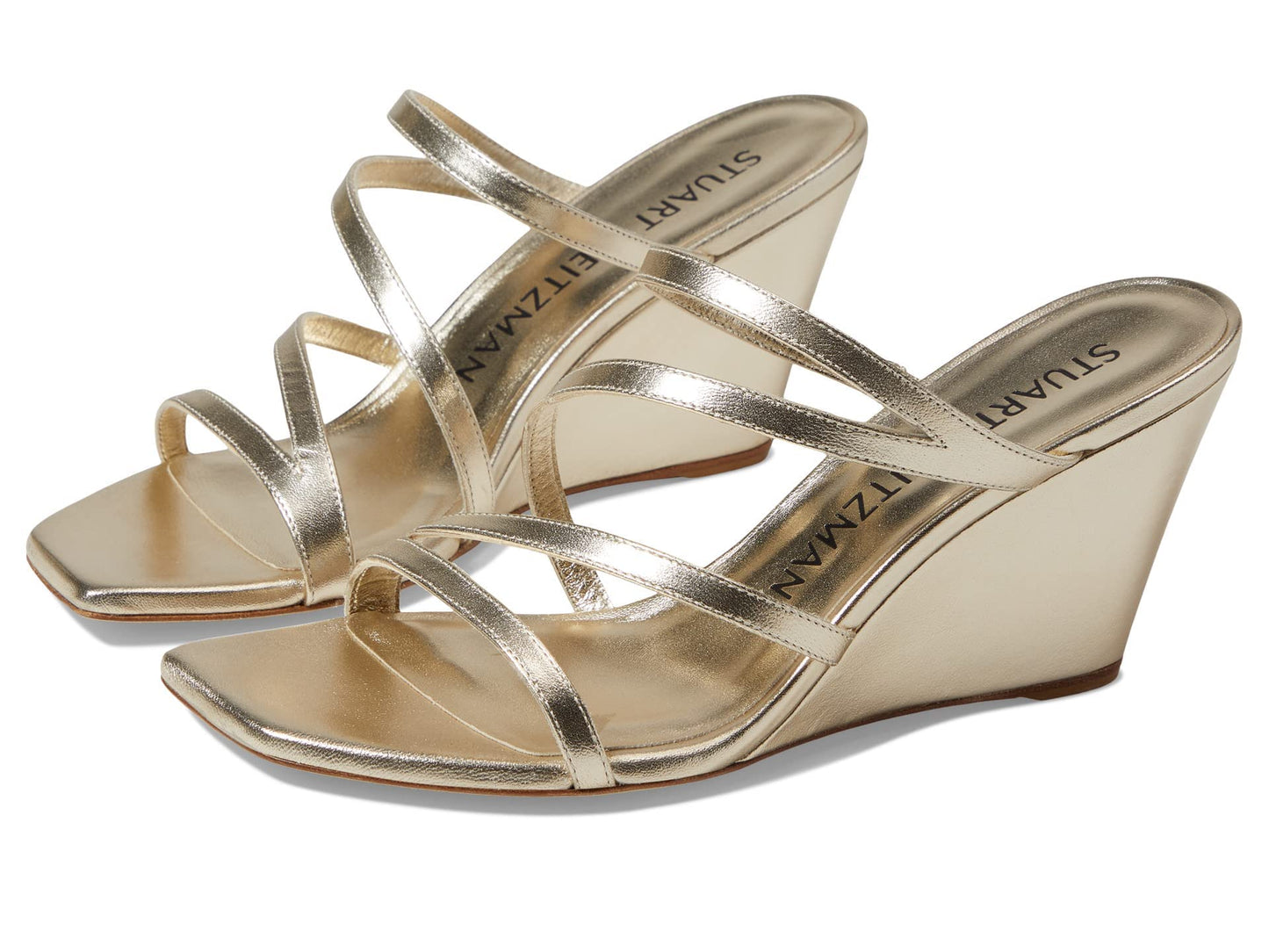 Stuart Weitzman Strapeze 85 Wedge Light Gold 9 B