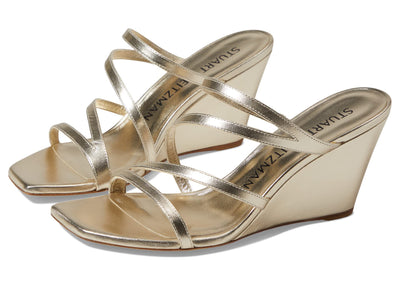 Stuart Weitzman Strapeze 85 Wedge Light Gold 9 B