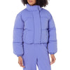 Amazon Essentials Women's Cropped Full-Zip Puffer Jacket (Quilted Matte or Sherpa Fleece), Purple Blue, Large
