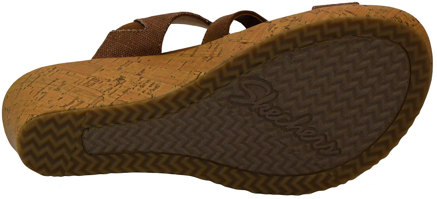 Skechers Women's Beverlee-sail Away Slide Wedge Sandal, Luggage, 6 M US