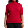 Lauren Ralph Lauren, Womens, Plus-Size Stretch Jersey Turtleneck, Festive Red, 1X-Plus