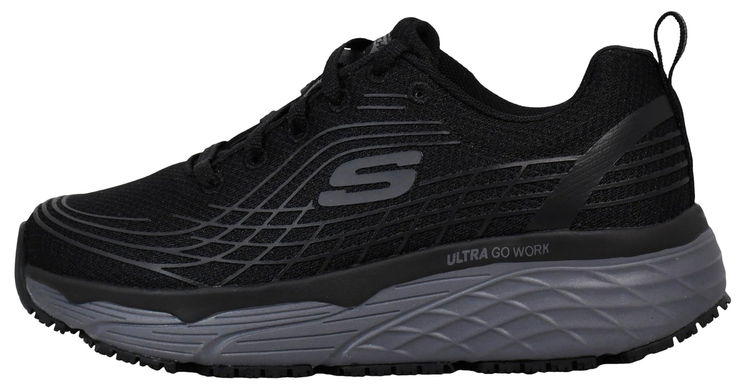 Skechers Women's Max Cushioning Elite Sr Shoes, Black/Charcoal, 6 M