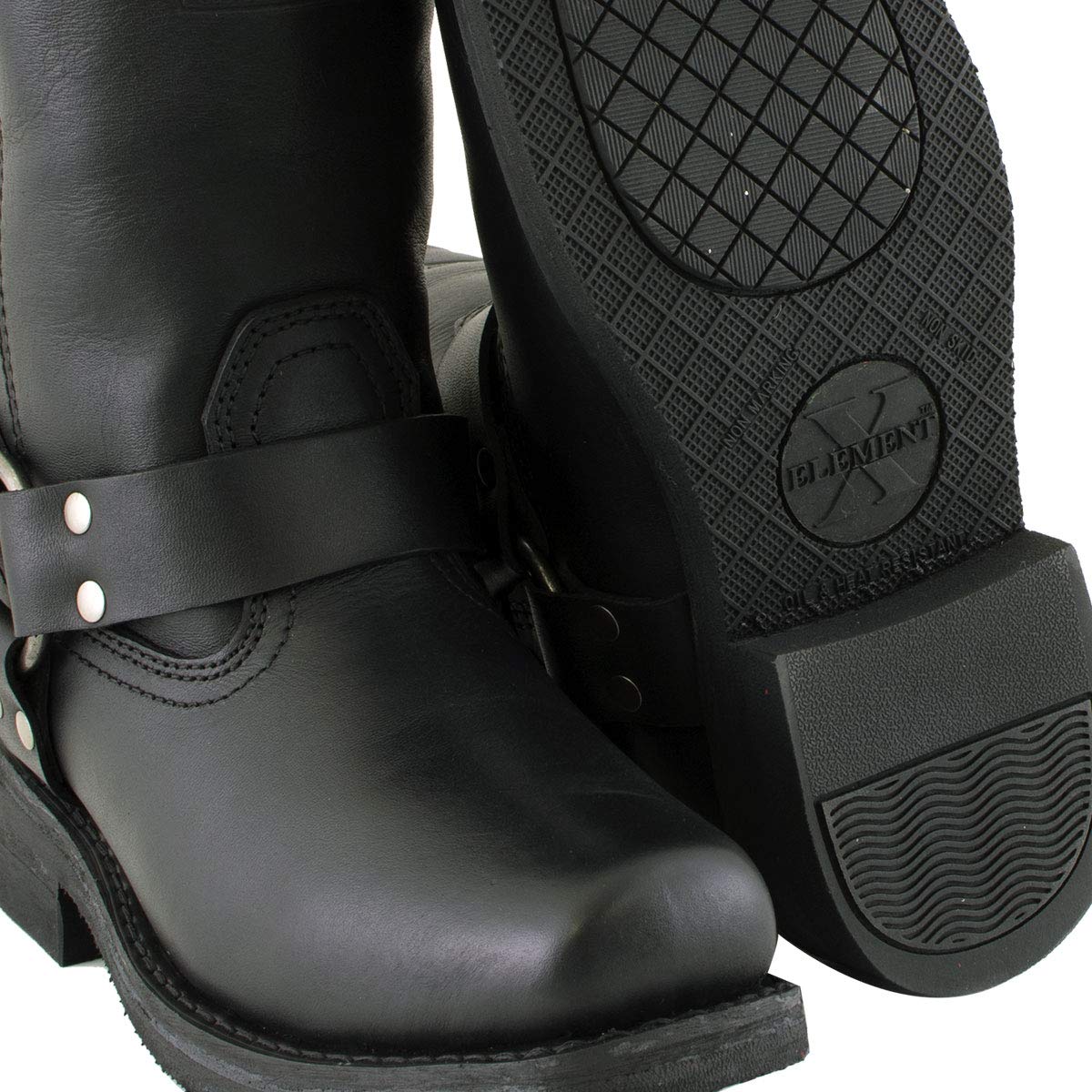 Xelement 2442 Women's Black Classic Full Grain Leather Harness Motorcycle Rider Boots - 6