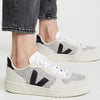 Veja Women's V-10 Sneakers, Snow/Black, 11 Medium US