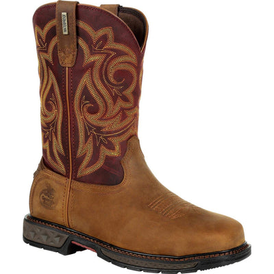 Georgia Boot Carbo-Tec LT Women's Steel Toe Waterproof Pull-On Boot, Brown, Size 9.5(M)