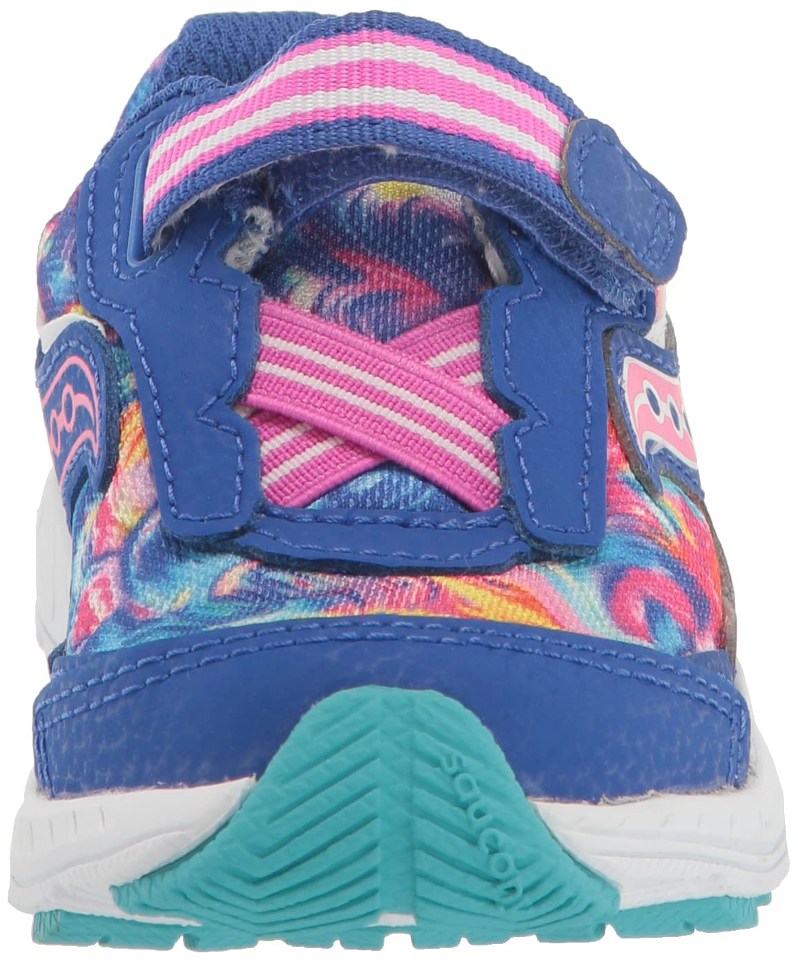 Saucony Ride 10 JR Running Shoe, Blue/Swirl, 8 Wide US Unisex Little_Kid