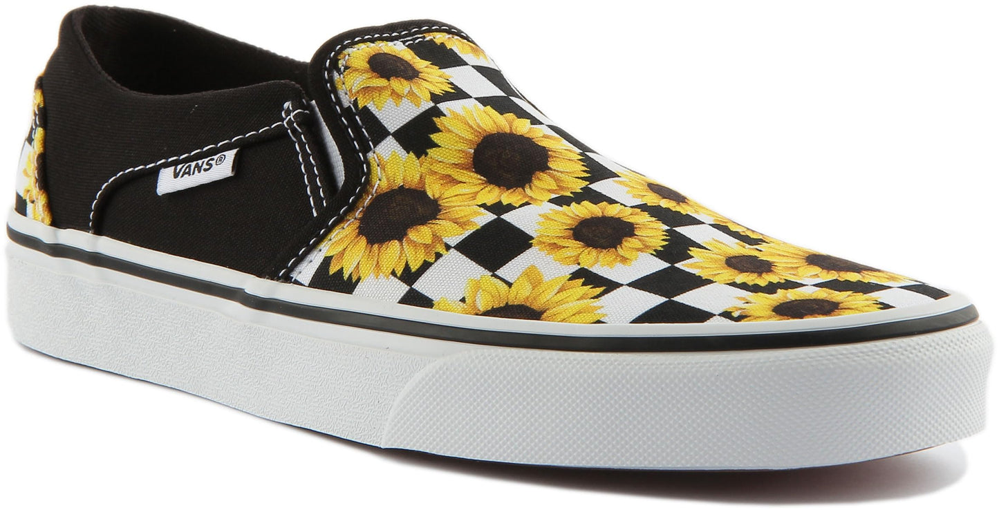 Vans Women's WM Asher Sneaker, Sunflower Checker Multi White, 6
